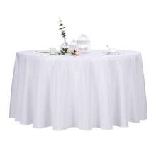 CozRhythm White Round Tablecloth 90/108/120 Inch Table Cloth Stain And Wrinkle Resistant Round Tablecloths Reusable And Washable Polyester Fabric Table Covers For Buffet Wedding Party And Banquet - White - View 8