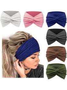 1/6 Confezioni di fasce per capelli turbante per donna, fasce vintage larghe annodate, accessori carini per capelli, fasce per capelli autunno inverno, accessori per capelli per donna, per outfit da vacanza, donna elegante, sciarpa donna, bandana morbida