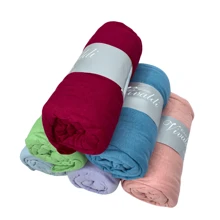 Plain 100% Cotton Double Fitted Sheet With Elastic - 粉紅色浮雕 - 查看 2