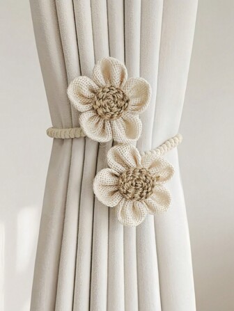 Flower Curtain Ties, Handmade Linen Decorative Tie Band, Luxury High-End Tiebacks For Living Room Bedroom Home Decor Gifts Birthday Graduation