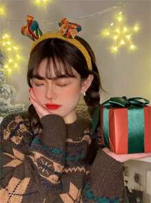 1 Băng đô thời trang nữ thiết kế tối giản hình ông già Noel và tuần lộc, phụ kiện tóc ngày lễ chống trượt đa năng - Nhiều màu - Xem 6