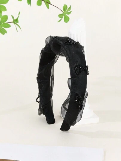 1 pezzo Elegante fascia per capelli in poliestere (fibra di poliestere) con onde arricciate, cerchietto per capelli per San Valentino