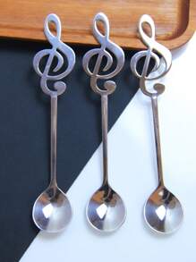 1/5/10pcs Stainless Steel Coffee Spoons - Creative Musical Treble Clef Design, Ideal For Desserts, Espresso, Mixing, Ice Cream, Suitable For Home, Dorm, Office, Cafe, Restaurant And Hotel Back To School