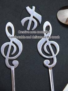 1/5/10pcs Stainless Steel Coffee Spoons - Creative Musical Treble Clef Design, Ideal For Desserts, Espresso, Mixing, Ice Cream, Suitable For Home, Dorm, Office, Cafe, Restaurant And Hotel Back To School