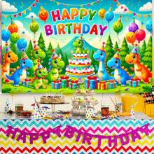 恐龙生日横幅 - 1 块涤纶面料横幅，适用于派对照片背景，多用途，室内/室外，无需电力或电池 - 非常适合生日、节日和礼品活动 - 1個 - 查看 3