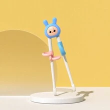 1 đôi đũa tập ăn cho trẻ em, thiết kế hoạt hình dễ thương, đũa tập ăn có vòng cố định, đũa trẻ mới biết đi có thể tái sử dụng để sử dụng hàng ngày - Nhiều màu - Xem 10