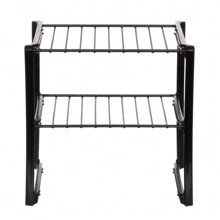 Multipurpose Rack 2 Tiers Organizer Of Objects In Metal Kitchen Cabinets - Black - View 4