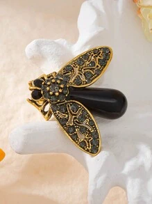 1 件简约优雅蜜蜂胸针高端复古时尚锆石镶嵌仿动物巴洛克设计工艺女士优雅小胸花胸针宴会派对日常佩戴配套配饰 - 金色 - 查看 8