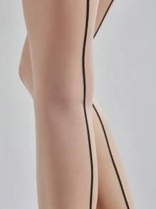 Elegant Sheer Vintage Double Seam Pattern Pantyhose, Thermal Stretch Slim Pantyhose, Shrimp Line Black Hose, See-Through Pantyhose, Sheer Mesh Pantyhose, Women's Elegant Striped Pantyhose, Women's Socks And Stockings