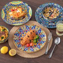 vancasso 12 Pieces Porcelain Dinnerware Set, Multicolour Set, Dinner Plate, Dessert Plate And Bowl Set For 4 Person, Polychrome, Ceramic Stamping In Bohemian Style - Multicolor - View 5