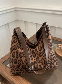 Túi đeo vai họa tiết da báo dung tích lớn màu sắc thời trang, túi đeo vai đa năng và đơn giản, thích hợp để mua sắm, ví, mua sắm, phụ nữ trẻ, sinh viên đại học, người mới đến, nhân viên văn phòng. Rất thích hợp cho văn phòng, trường đại học, công việc, kinh doanh, đi làm, hoạt động ngoài trời, du lịch và đi chơi, ví họa tiết da báo thời trang cho phụ nữ Leopard Comeback - màu nâu - Xem 2