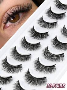 MAGEFY 10 Cặp Lông Mi Giả CC Curl Manga Fluffy Mi Giả Mink Mi Giả Mỏng, Dài Và Mềm Mại, Mi Giả Mink Lộn Xộn Mỏng Dài 8D Bộ Nối Mi Foxy Eye Lifting Look Bộ Lông Mi Toàn Bộ Làm Dài Và Làm Dày Góc Ngoài Của Mắt Trang Điểm Làm Đẹp Sử Dụng Hàng Ngày Du Lịch, Mắt Thanh Mảnh Tự Nhiên, Cong Và To, Dành Cho Phụ Nữ Sử Dụng Du Lịch, Tiệc Tùng, Tiệc Tùng Hoặc Quà Tặng Cho Phụ Nữ & Trẻ Em Gái ﻿ - Mi tự nhiên - Xem 2