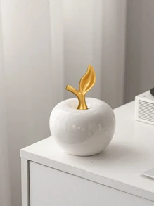1 ornement en céramique en forme de pomme blanc, style créatif de luxe, artisanat, convient pour le bureau, la maison, la décoration. Meilleurs cadeaux