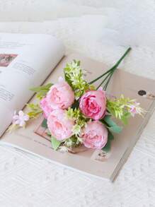 1 件花卉蝴蝶结装饰浪漫婚礼花束，适合婚礼派对（1 枝花不是整束花，如需购买整束花请点击常规尺寸）