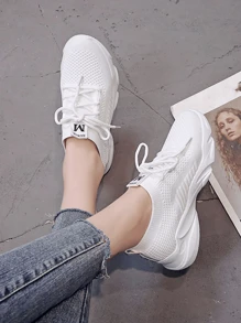 Tenis mujer ofertas, tenis para mujer, tenis deportivos para mujer, zapatos de playa transpirables con malla tejida, con suela suave y moderna, Ofertas Mujer. - Blanco - Ver 8