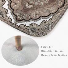 1pc Bohemian Vintage Floral Pattern Square Area Rug, For Bedroom And Living Room Decor, Indoor Use Home Decor Floor Mats Carpets Bathroom Kitchen Decor - Khaki - View 11