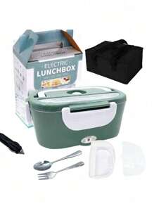 Electric Lunch Box Food Warmer - Herrfilk Portable Food Heater For Car & Home - Leak Proof, Lunch Heating Microwave For Truckers With Removable Stainless Steel Container 1.5 L, 110V/12V[Upgraded]