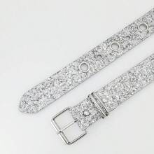 Party 1 件女士水钻和穿孔闪光 Y2k 风格腰带 - 銀色 - 查看 4