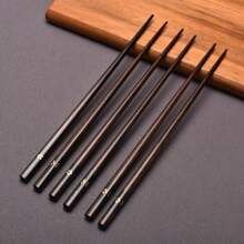 5pcs/Set Flower Patterned Wooden Chopsticks, Japanese Style Tableware For Home Dining,School Supplies