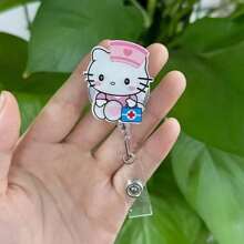 1 件套， 徽章 [授权] 医生护士教师徽章卷轴夹：可爱的  为我的爱人和  卡通人物 - 亚克力 (PMMA) 材质，Melody 可伸缩身份证徽章卷轴，学校用品，返校 - 彩色 - 查看 14