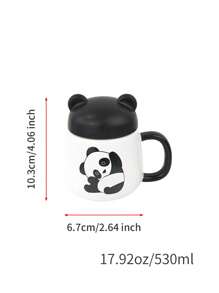 1 Piece Panda Design Ceramic Mug, Leak-Proof Lid, Ideal As A Water Glass Or Coffee Cup, With A Unique And Charming Touch, Perfect For Birthday Gifts And Suitable For Home, Office, Restaurants And Cafes As A Couples Mug. - 款式3 - 查看 6