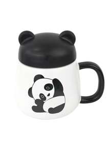 1 Piece Panda Design Ceramic Mug, Leak-Proof Lid, Ideal As A Water Glass Or Coffee Cup, With A Unique And Charming Touch, Perfect For Birthday Gifts And Suitable For Home, Office, Restaurants And Cafes As A Couples Mug. - 款式3 - 查看 7