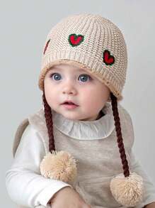 1 件装可爱草莓婴儿帽，带人造头发、耳朵保护、绒球、女童针织冬帽，防风、厚实、舒适、可爱、温暖 - 1PC - 查看 25