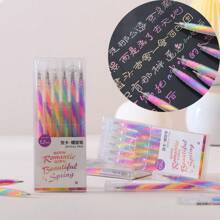 1 hộp bút vẽ nhiều màu, thích hợp để làm thiệp, viết, đánh dấu, ghi chú, bút trung tính, bút xoắn ốc, bút nhật ký màu chuyển sắc, bút cầu vồng, bút nhiều màu - Nhiều màu - Xem 8