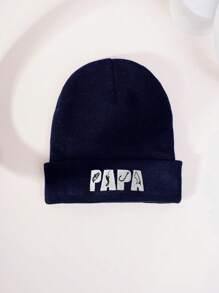 1 chiếc mũ len dệt kim co giãn thời trang thu đông dành cho cả nam và nữ, phong cách hip-hop đường phố thời trang có thêu PAPA, mũ len Y2K ấm áp, mũ Giáng sinh mùa đông, mũ len trượt tuyết cho nam - nghề thêu - Xem 9