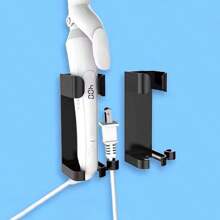 1 件装浴室直发器收纳架 - 壁挂式免钻孔收纳架，用于吹风机和造型工具 - 黑色 - 查看 4