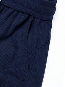 Vintage American Style Corduroy Straight Leg Pants, Casual Khaki Trousers For Men, Versatile & Fashionable, For Fall Winter - Navy Blue - View 4