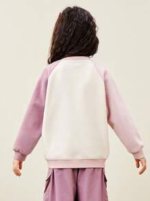 mini bala Boys' And Girls' Raglan Sleeve Long-Sleeve Sweater 2024 Fall New Collection - Pink - View 2