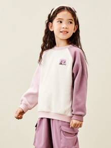 mini bala Boys' And Girls' Raglan Sleeve Long-Sleeve Sweater 2024 Fall New Collection - Pink - View 3