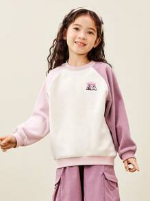 mini bala Boys' And Girls' Raglan Sleeve Long-Sleeve Sweater 2024 Fall New Collection - Pink - View 1