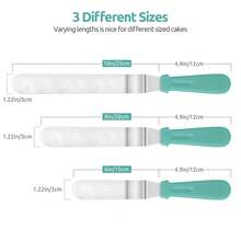 U-Taste Torten Winkelpalette 3er Set, Tortenmesser & Kuchenmesser mit 18/0 Edelstahl Streichmesser für Tortendekoration Frosting, 3 x 15/20/25cm Klinge - Taubenblau - Übersicht 3