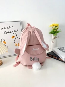 Balo trẻ em hoạt hình thêu tùy chỉnh dễ thương, Balo học sinh thiết kế hình thỏ, Balo nhẹ thông thường cho trẻ em, Túi du lịch, Túi có khóa kéo, Thích hợp sử dụng hàng ngày, Quà tặng cho trẻ em Túi xách cho phụ nữ - Hồng - Xem 4