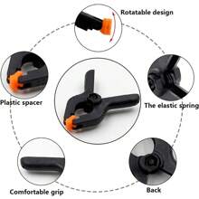 12pcs Spring Clips, 2" Small Backdrop Clips, Heavy Duty Plastic Clamps, Craft Spring Clips, Background Stand, For Woodworking, Photography Studio, Tools For Men