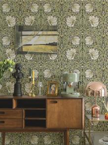 HAOKHOME 1pc,17.7*118in,Vintage Floral Wallpaper,Boho Floral Leaf Self Adhesive Wallpaper,Botanical Peel And Stick Wallpaper,Removable Wallpaper,Wall Murals For Home Kitchen Bedroom Decor By William Morris - Green - View 6