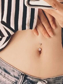 14G Bauchnabel Piercings aus Chirurgenstahl mit rundem kubischem Zirkonia, Nabel Barbell Stecker Körperpiercings für Frauen als Geburtstagsgeschenk, Bauchnabelpiercing für Frauen, Körperschmuck in Silber in den Längen 6mm, 8mm, 10mm, 12mm, 14mm, 16mm, 18mm
