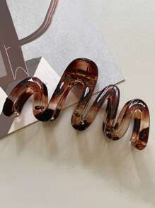 4pcs/1pc Women Wavy Large 4.3 Inch Black/Amber/Brown Lightweight Plastic Hair Claw Clips, Fashion Versatile High-End Simple Ombre Solid Color Hair Accessories For Daily, Leisure, Party, Work, Travel, Ponytail, Bun, Washing Face, Makeup, Outfit Match Hair Jaw Clip Hair Clamps Hair Clutch Hair Catcher Clip, Elegant, School Stuff, College Fall Winter Hair Clip For Vacation Outfits Woman