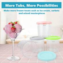 4-Pack Ice Cream Containers Compatible With Ni-Nja Creami Series Ice Cream Maker, Replacement Creami Pints Containers And Lids, Dishwasher Safe - 僅適用於 Ni-nja Creami NC300UK,NC300UKCP,NC299AMZ,NC301 - 查看 3