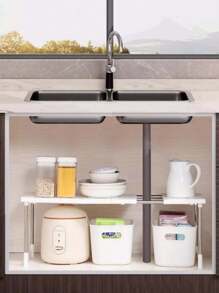 Scaffale multifunzionale per cucina, portapentole regolabile, organizer per lavandino, scaffale a più ripiani per mobile, accessori da cucina, decorazione per la stanza, adatto per cucina, ristorante, feste, campeggio, raduni, regalo per amici e famiglia
