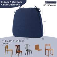 Chair Cushion With Ties For Dining Chairs, Non Slip Kitchen Chair Pad And Dining Seat Cushion With Machine Washable Cover, Navy,16"X16"X2" - Navy Blue - View 8