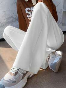 Women's Casual Lace-Up Straight-Leg Pants