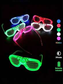 1 件 LED 眼镜，带 5 种不同的霓虹灯颜色，在黑暗中闪耀，适合派对用品。发光眼镜适合节日生日、情人节和万圣节派对用品。角色扮演圣诞节 - 綠色 - 查看 1