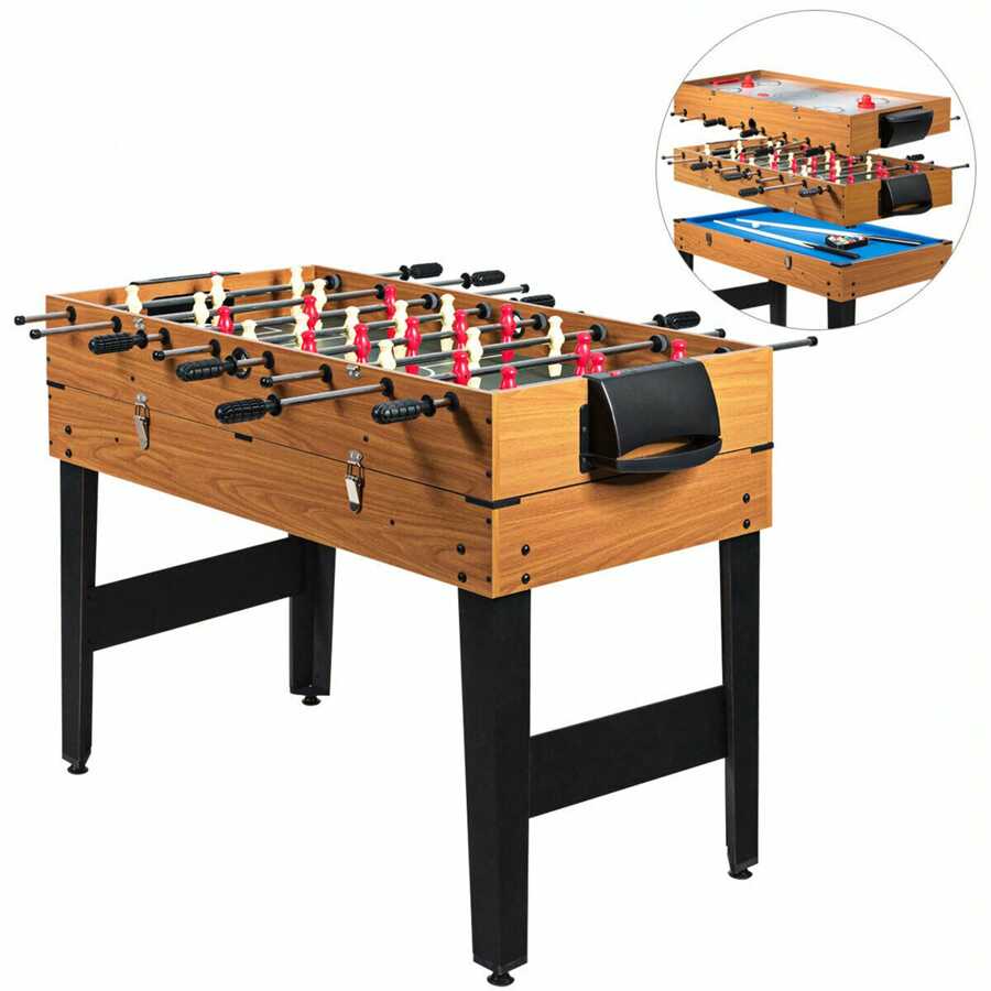 Homasis 48'' 3-In-1 Multi Combo Game Table Foosball Soccer Billiard Slide Hockey - Multicolor - View 1