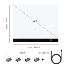 Elapoid 1 pièce Super grande planche lumineuse LED A2/A3/A4/A5 haute luminosité pour copier, planche lumineuse LED pour kit de peinture de diamant, planche lumineuse pour art de diamant, planche lumineuse à tracé alimentée par USB pour peinture, croquis, animation, avec 4 pinces, cadeau de Noël Halloween (noir, rouge, bleu, jaune disponible)