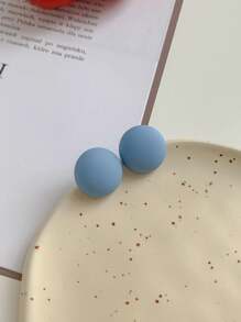 1 Cặp bông tai đinh tán hình tròn tráng men giản dị và hợp thời trang - Màu xanh nhạt - Xem 11