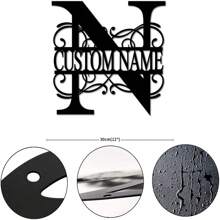 CIF BUY Nghệ thuật treo tường bằng kim loại được cá nhân hóa - Chữ cái đầu tùy chỉnh & Tên gia đình, Thiết kế chùm sáng | Đồ trang trí bằng sắt thép tái sử dụng cho nhà, hiên nhà, vườn - Nhiều màu - Xem 29