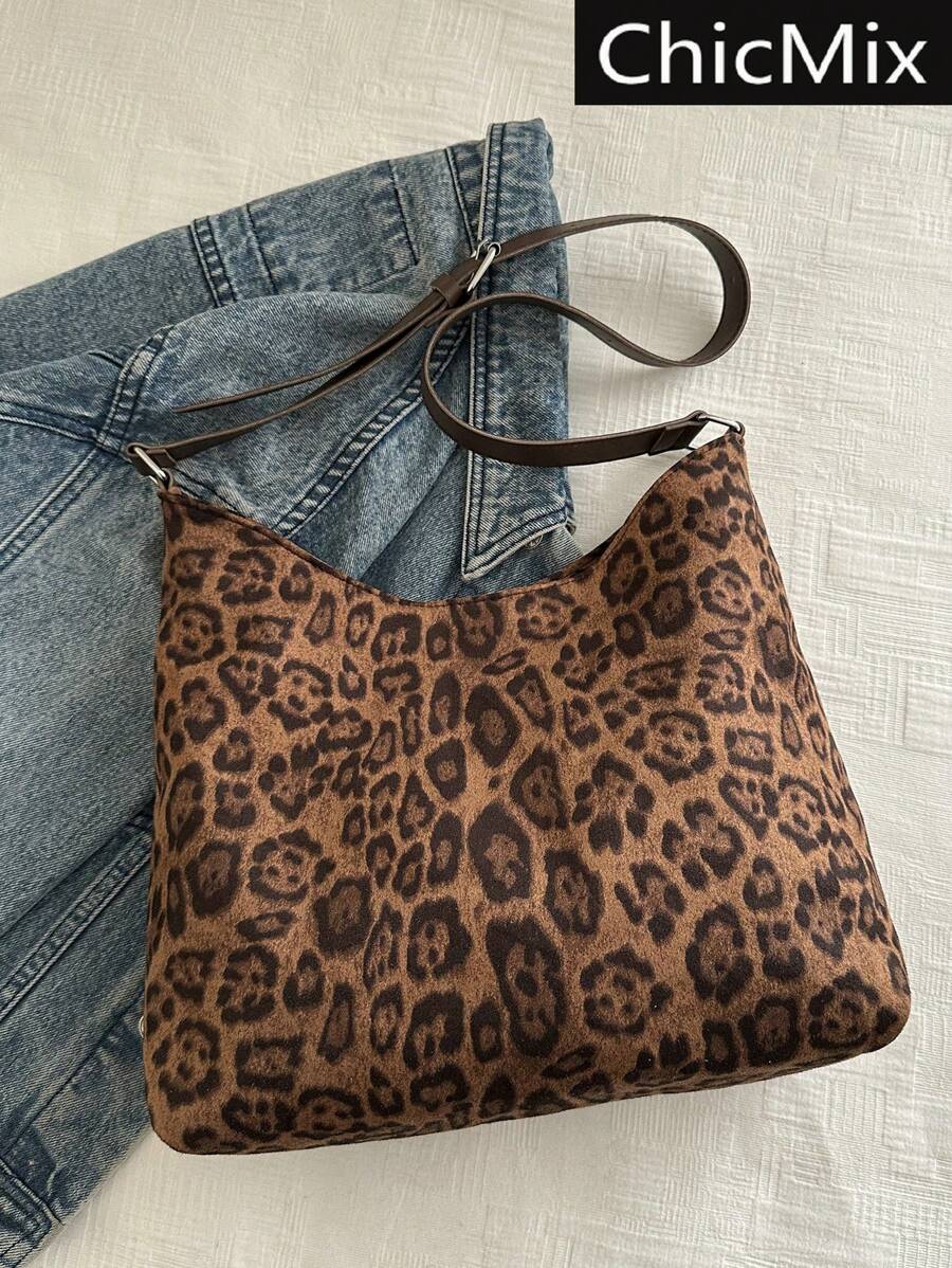 Túi đeo vai họa tiết da báo dung tích lớn màu sắc thời trang, túi đeo vai đa năng và đơn giản, thích hợp để mua sắm, ví, mua sắm, phụ nữ trẻ, sinh viên đại học, người mới đến, nhân viên văn phòng. Rất thích hợp cho văn phòng, trường đại học, công việc, kinh doanh, đi làm, hoạt động ngoài trời, du lịch và đi chơi, ví họa tiết da báo thời trang cho phụ nữ Leopard Comeback - màu nâu - Xem 1